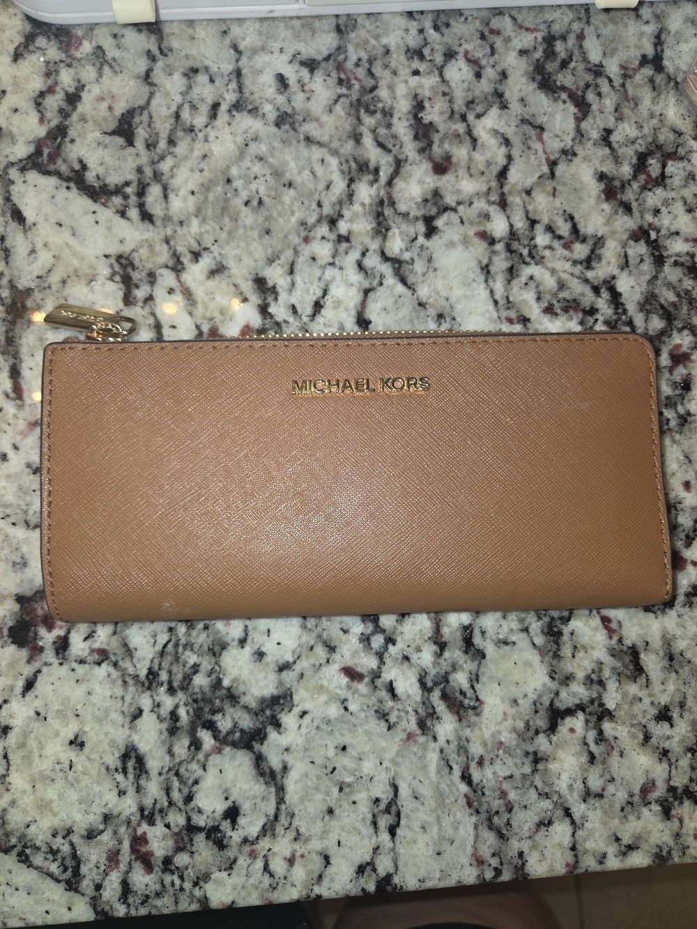 Michael Kors Cognac Saffiano Zip-Around Wallet